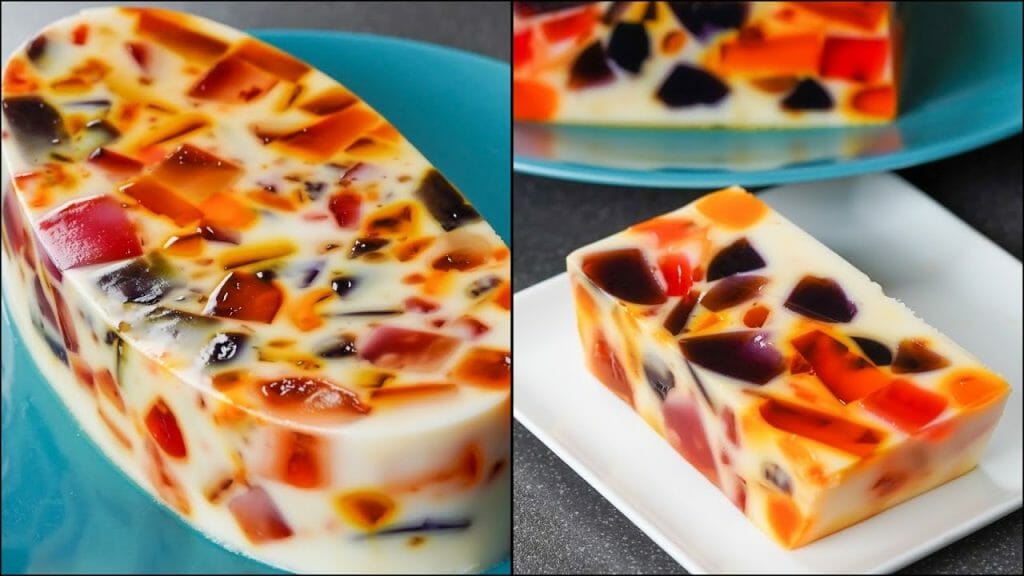 Broken Glass Jelly Pudding Easy NoBake Jelly Dessert Milk & Jelly Pudding Dessert N