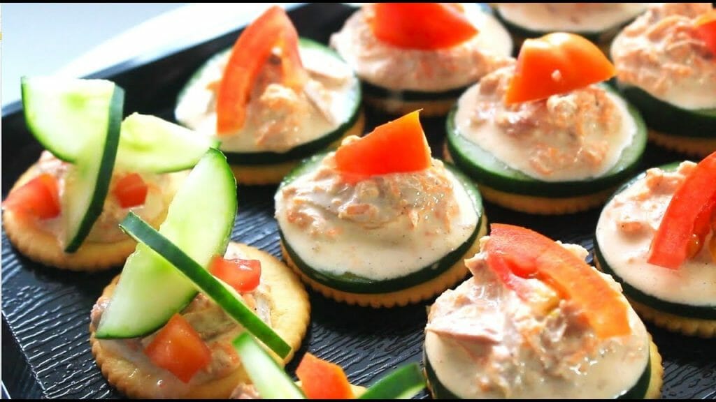 HOMEMADE FITA CRACKER CANAPE WITH CUCUMBER TUNA SALAD SPREAD RECIPE ...