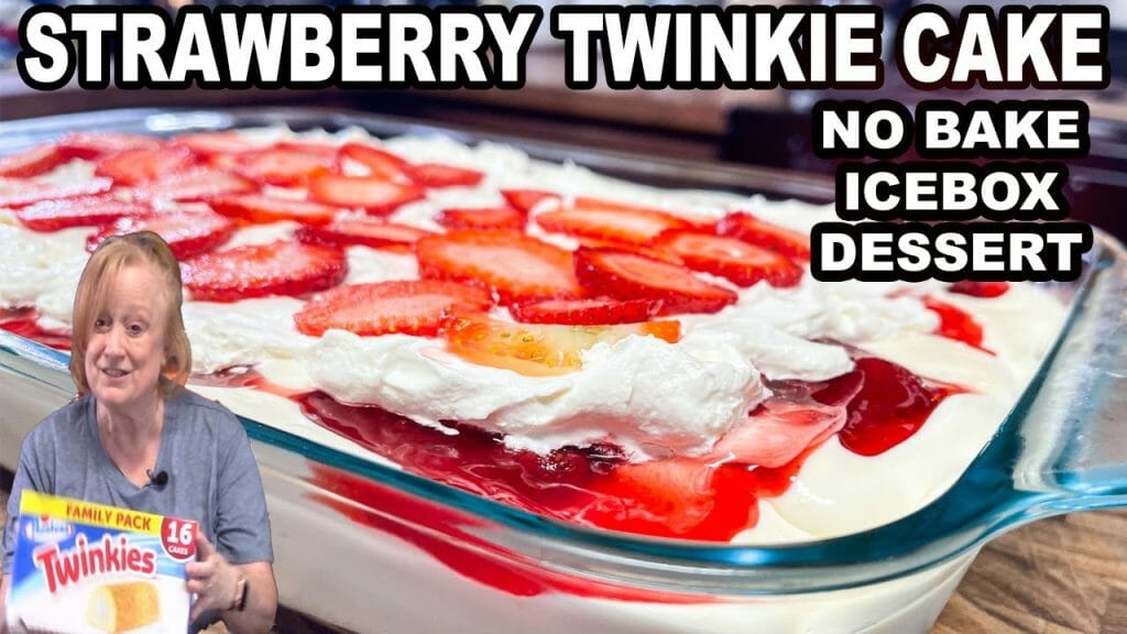 Delicious STRAWBERRY TWINKIE CAKE - A Simple No-Bake Dessert featuring ...